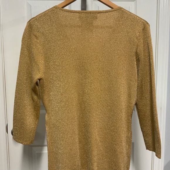 Joseph A. Gold Metallic Wrap-Style Top - Picture 6 of 8